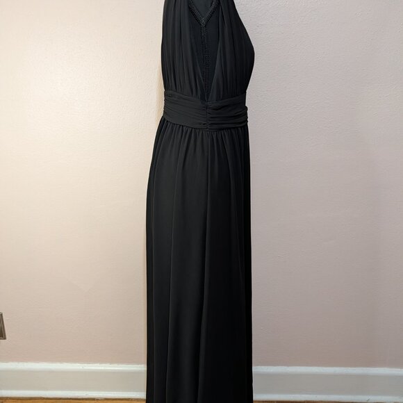 Lulus Size Medium Heavenly Hues Black Chiffon Deep V-Neck Maxi Dress - Picture 5 of 12